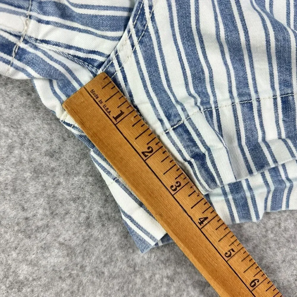 American Eagle Mom Jean Shorts Womens 0 Blue White Striped Casual Cotton Denim*